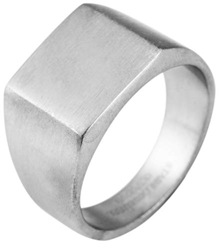 Akzent Wap Unisex-Siegelring Edelstahl Gravur personalisiert silberfarbig Statement Damen Herren oval Geschenk