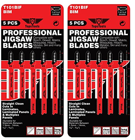 10 x TopsTools T101BIF Laminate Cutting Jigsaw Blades