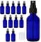 BELLE VOUS Bote Spray Pulverizador Cristal Azul Cobalto (Pack de 12) 60 ml Botella con Rociador Fino – Frascos Vacíos Rellenables para Aceites Esenciales, Limpieza, Viajes, Aromaterapia y Perfume