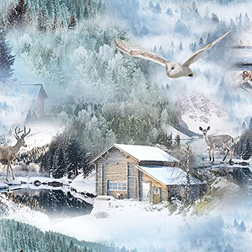 20 Servietten Tiere um Winterh?tte | Wald | Winter | Weihnachten | Tischdeko 33x33cm