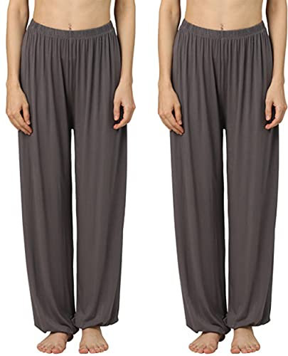 Hoerev Super Soft Modal Spandex Harem Yoga Pilates Schlauch,Dunkelgrau + Dunkelgrau 2 Paar,3XL