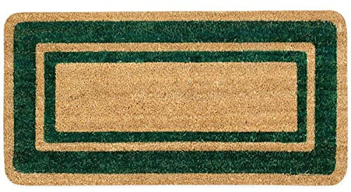Zerbino in Cocco Tappeto da Ingresso Fibra Naturale Fondo Antiscivolo Bordo (Verde, 40x90 cm)