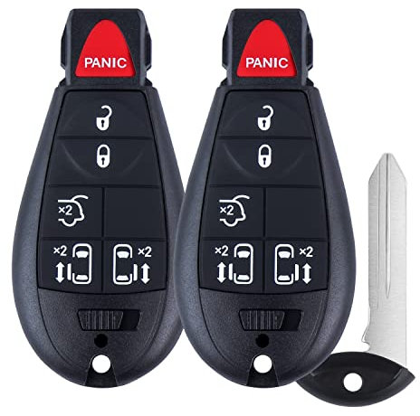 VERYOH 2 Stück Auto Keyless Entry Funkschlüssel, Schwarz, Kunststoff, Kompatibel mit 2008-2016 Chrysler Town und Country/Dodge Grand Caravan, Ersatz für P/N: M3N5WY783X IYZ-C01C (6 Tasten)