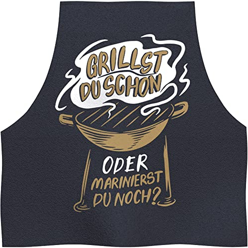 YORA Grillschürze für Männer Vatertagsgeschenk - Kochschürze lustig [inkl. Urkunde] - lustige Geschenke zum Vatertag - Geschenkideen Opa & Papa - Lustig (Grillst Du schon?)
