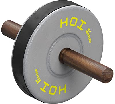 KETTLER HOI Ab Wheel – Wheel Bauchtrainer – Rollscheibe mit Nussholz-Griffen, 18 cm Scheibe, max. 135 kg, Ganzkörpertraining für Zuhause