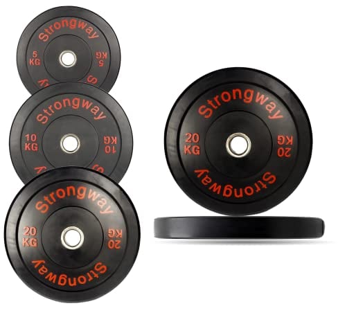 Strongway® Olympic Bumper Weight Plates (5KG 10KG 20KG) Discs for Barbell - 2 Inch (2) / 50mm Hole - Weight Lifting Workout for Home Gym Fitness Men Women (20KG X 2)