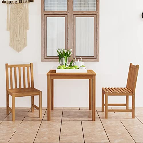 Garten-Ess-Set, 3-teilig 80 x 80 cm Massivholz Teak, Tisch und 2 Stühle für Garten, Terrasse oder Küche