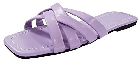 Sandali con zeppa Sandali per le donne di modo solido piatto pantofole sandali scarpe casual sandali con zeppa, Viola, 39 EU