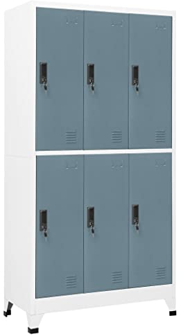 vidaXL Armoire à Casiers Classeur Meuble de Rangement d'Equipements de Sport Produits de Nettoyage Bureau Gris Clair et Gris Foncé 90x45x180 cm Acier