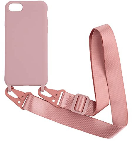 puyu zhe Case Compatible with iPhone 6/7/8,Crossbody Silicone Soft Matte Cover TPU Shell Adjustable Neck Cord Strap Stylish Shockproof,Lanyard Cases-Sand Pink