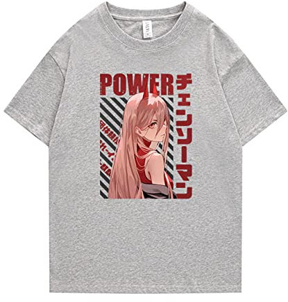 Chainsaw Man Power T-Shirt Power Cosplay Costume Printed T Shirts Short Sleeve Crew Neck Summer Casual Tee Shirts Tracksuit Tops for Women Men