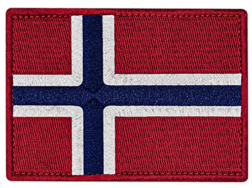 Bandiera della Norvegia con Fissaggio Chiusura a uncino e asola Ricamata Toppa
