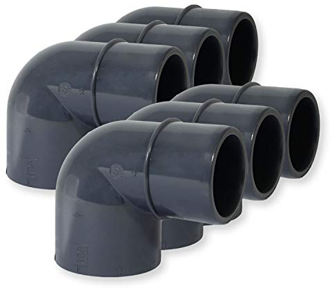 Paradies Pool PVC-U Fitting Winkel 90°, Ø 50mm Klebemuffe x Ø 40/50mm Klebestutzen, PVC-U Muffe Rohrverbinder Klebefitting 90 Grad zum verkleben, Qualität aus Europa, Menge: 6 Stück