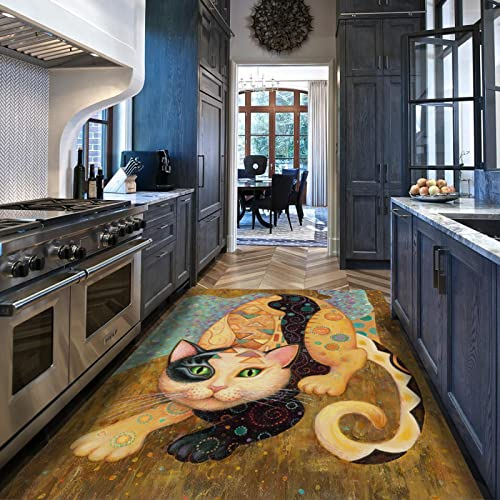 Wewoo Home Katzenbereich Teppich mit Rutschfester Rückseite, Gustav Klimt Buntes Vintage Catc Design, Qualitätsteppich für Schlafzimmer und Schlafsaal 120x170cm