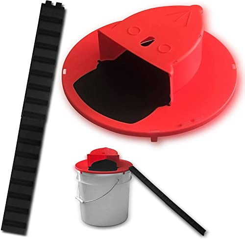 Aeetial Second Generation Mouse Trap Automatic Reset Flip and Slide - Bucket Mouse Traps,Indoor Outdoor Mouse Trap,5 Gallon Bucket Compatible (Red)
