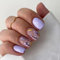 24 Pièces Faux Ongles Court Carrés Français Violet Fleur Ongles à Coller Naturel Acrylique Bâton sur Les Ongles avec Autocollants Adhesif pour Femmes et Filles