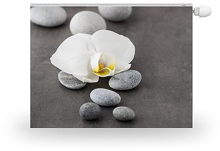 HUBDECO Magnetische Heizkörperverkleidung - 100x60 cm - Magnet Heizkörperabdeckung - Motiv Orchidee Weiß - Wasserdicht Erhöhte Abriebfestigkeit Paneel-Heizkörperabdeckung