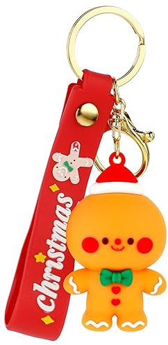 Amaxiu Porte-clés de Noël en silicone avec dragonne pour filles et femmes, Bonhomme en pain d'épices., taille unique