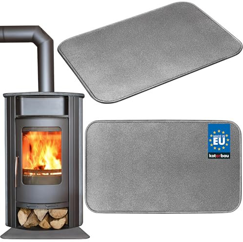KOTARBAU® Placa de suelo para chimenea, 60 x 80 cm, de acero con recubrimiento en polvo, color plateado envejecido, chapa para cenizas, placa para el suelo de chimenea, protección contra chispas