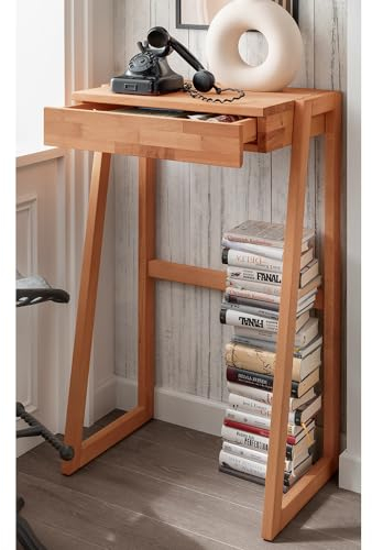 Lomadox Stehpult Arbeitstisch Bürotisch Telefontisch Buche Massivholz 1 Schublade Softclose 66x110x45 cm (BxHxT)