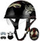 Casques Jet, Demi-Casque Moto Vintage Homologué ECE, Rétro Casques Bols avec Pare-Soleil et Boucle à Dégagement Rapide Réglable, Casque Ouvert pour Scooter Vélo Cruiser 57~64cm