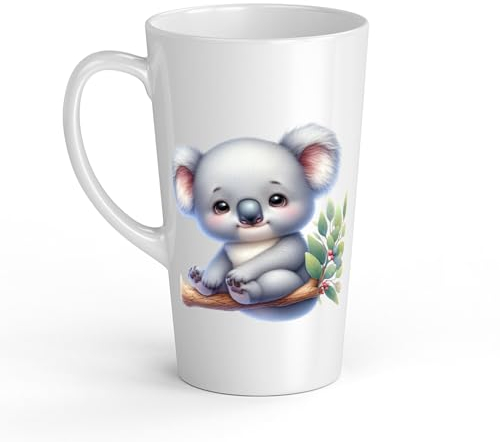 Koala Kids Mug en cerámica blanca - grande 483 ml, perfecto para chocolate caliente o leche, divertido y fácil de usar