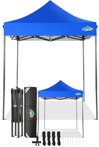 COBIZI Carpa Plegable 2x2 sin Pared Lateral,Impermeable Carpa Plegable,Carpas para Exteriores Pergola,Cenadores para Jardin Fiesta Camping Playa (2 por 2m Azul)