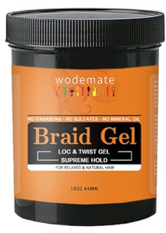 Gel de tresse fort pour torsades, locs, tresses, gel brillant de conditionnement professionnel et contrôle des bords, supplémentaire Tames boucles lisse tresse gel 16OZ