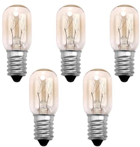 tinshow 15W E14 Screw Salt Lamp Bulbs 230V, 5Pcs Scentsy Mini Wax Warmer Light Bulb Small Edison Screw SES Pygmy Bulb Warm White 2700K Dimmable T20 Fridge Oven Microwave Wax Burner Replacement Bulbs