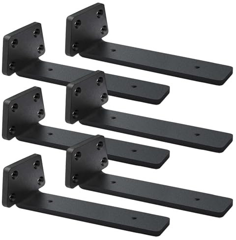 MLOQI Lot de 6 Equerre Etagere Murale, Supports Pour étagères Lourdes Industrielles, Equerre Charge Lourde, Supports en L, 5 mm d'épaisseur avec Vis (30 cm)