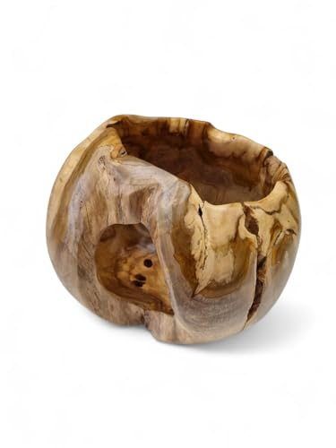 Kinaree Teakholz Übertopf aus Wurzelholz – handgefertigt aus massivem Root Wood – asiatische Dekoration aus Indonesien – Holz Deko Topf für Orchideen – Bali Möbel rustikal & natürlich