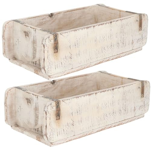 Novaliv 2x Holzkiste Vintage Weiß 30 x 15 x 10 cm Alte Ziegelform Holz EIN KAMMER Allzweckkiste aus recyceltem Altholz Jede Form EIN Unikat - Geschenkkiste