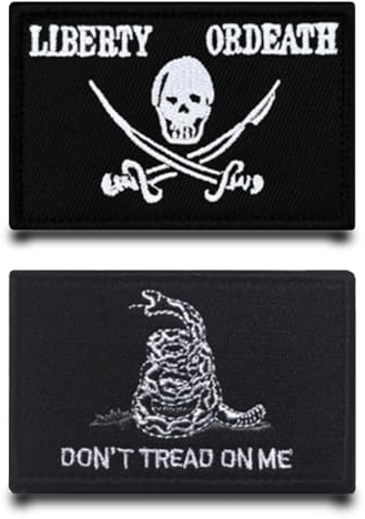2 Stück Liberty Or Death/Don't Tread On Me Patch Hook/Loop patch | Abnehmbar, Taktisch Militär, Für Jacke Weste Rucksäcke Kleidung Taschen, Lustige Aufnäher Applikation
