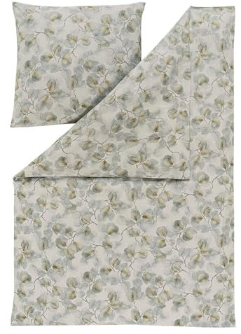 ESTELLA Feinflanell Bettwäsche Molveno khaki 1 Bettbezug 135 x 200 cm + 1 Kissenbezug 80 x 80 cm