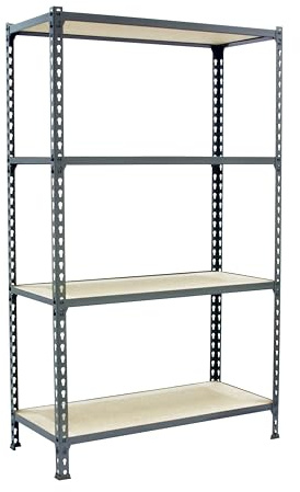 PROREGAL Schwerlastregal MID MULI | HxBxT 150x120x40cm | 4 Fachböden | Fachlast 200kg | Grau | Lagerregal Kellerregal Werkstattregal