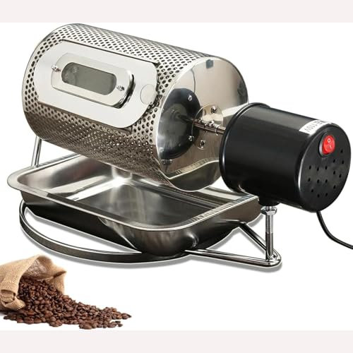 LHQYA Coffee Beans Roaster, Electric Stainless Steel Drum Coffee Roaster With Visible Window And Stainless Steel Tray, 25 Revolutions Per Minute/Low Decibel/Bake 250G At a Time