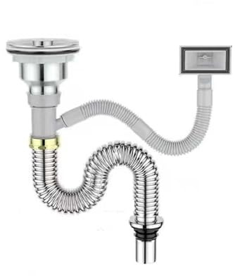 RZGZKLSH Küchenspüle Fallrohr Armaturen Edelstahl Waschbecken Set Flexible Art Trap Tube Küche Kanalisation Abflussrohr für Küche Badezimmer Waschraum