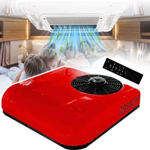 menglanchang Climatiseur De Toit pour Camping-Car | Climatiseur 12 V/24 V CC | Climatiseur pour Camping-Car Unité De Refroidissement pour Toit CC pour Camping-Car,pour Camion,Bateau,Caravane,Red12V