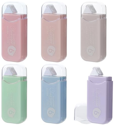 AOZUO Lot de 6 rouleaux de colle, rouleau de colle double face, souris, colle photo, accessoires de scrapbooking, rouleau de colle indéchirable, pour enveloppes, courrier, école et bureau (5 mm x 6 m)
