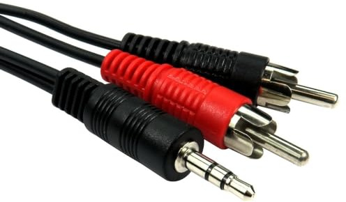 3.5mm Stereo Jack to 2x RCA Phono Audio Cable, Black and Red (3 metre)