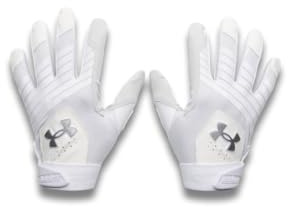 Under Armour Men's Clean Up Baseball Gloves, (100) White/White/Metallic Silver, Medium