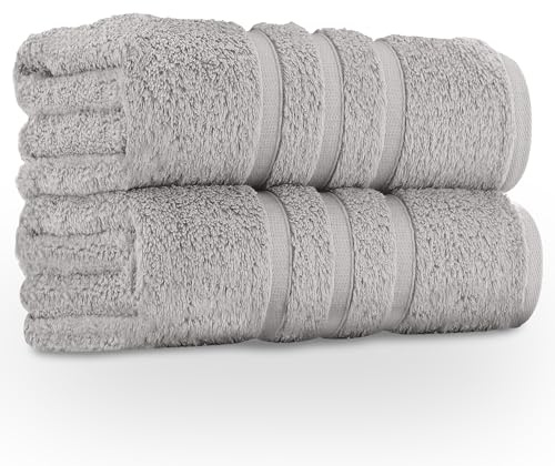 GC GAVENO CAVAILIA Premium Jumbo Bath Sheet 2 Pack - 100% Ring Spun Cotton Towels Bath Sheet - Highly Water Absorbent & Quick Dry Extra Large Bath Sheets - Soft Hotel Quality Bath Towel - Silver