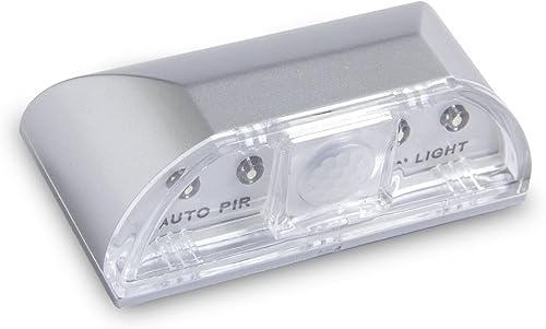 EONANT Lampe à détecteur de mouvement infrarouge PIR LED Smart Door Lock Sensor Light à piles avec 4 LED pour porte, cuisine, escalier, toilettes et plus encore (argent, 1 pièce)