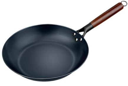 SiaBiced Wok de Hierro Sin Recubrimiento para Cocinas a Gas y Eléctricas, 33 Cm