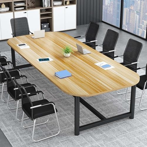 DRFGNF Verdickter Konferenztisch, moderner industrieller Seminartisch, Schulungstisch, ovaler Business-Schulungs-Konferenzraumtisch, großer multifunktionaler Computertisch (gelb, 60 cm)