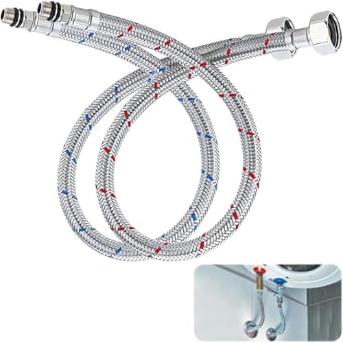 YOYEAH 2 Stück Panzerschlauch 3/8 Zoll - Flexschlauch - Edelstahl Anschlussschlauch 60cm - Wasserhahn Schlauch Verlängerung G3/8 x M10 - Anschlussschlauch Armatur für Küchen- und Badarmaturen