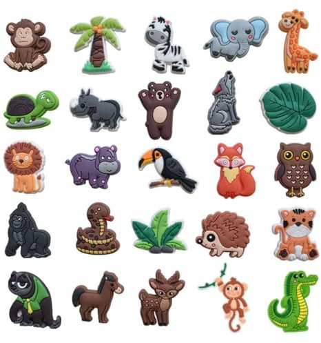 NHQZ Tierschuhverzierungen, abnehmbares Schuhzubehör, Krokodil-Anhänger, niedliche Cartoon-Schuhverzierungen, geeignet für Clogs und Sandalen, 25 Stück