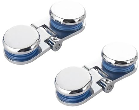 Drehscharnier for Duschtür, Glasschrank-Scharnier, 2 Stück, runde Glastür-Klemmscharniere, Zinklegierung, Drehscharniere, 90-Grad-Clip-Scharnier, Ersatz for 6–8 mm randlose Glasschranktür(180 Degree D