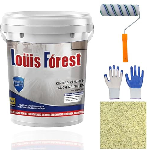 Gienslru Louis Forest Peinture époxy pour sol en béton Effet marbre brillant Imperméable Jaune citron