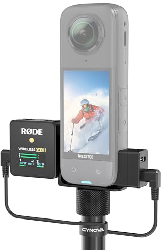 CYNOVA Cold Shoe Support de microphone invisible pour Insta360 X5, RODE Wireless GO Support de microphone invisible compatible avec insta360 X5 (avec câble audio 3,5 mm) Accessoires Insta 360 X5